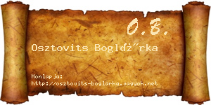 Osztovits Boglárka névjegykártya
